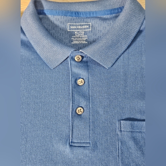 Van Heusen Men's Polo Shirt Blue Size XL, Slim Fit, Short Sleeve, Pre-owned - Picture 3 of 6